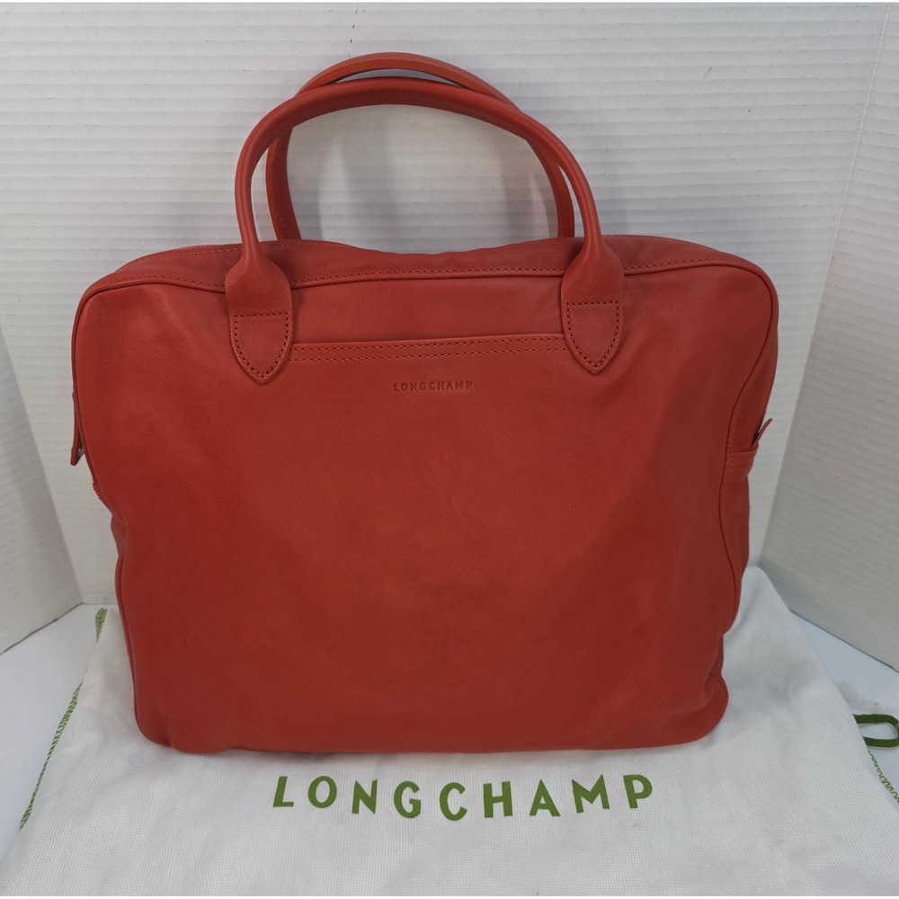 Longchamp Le Foulonné Leather‎ Briefcase Tomette Red Document Holder 2168798A29